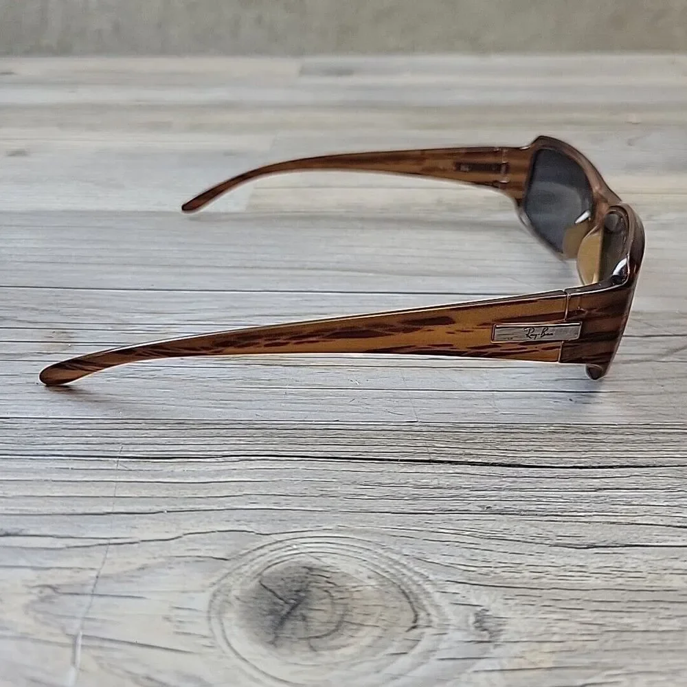 Ray‎ Ban RB 4078 642 Sunglasses FRAMES ONLY Brown Striped Rectangle Italy